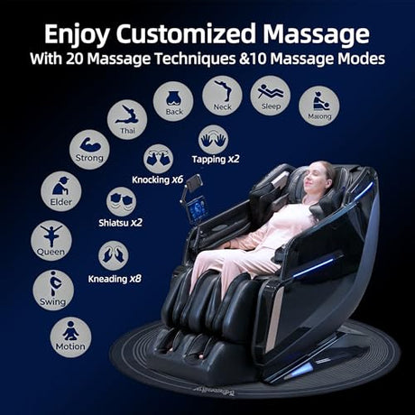 4D Massage Chair Full Body Zero Gravity SL-Track Real Relax Massage Chair Recliner-Shiatsu,Heat,Calf-Extension,20-Massage Technique,Thai Yoga Stretch,Foot Roller,AI Voice,Touch Screen,Wireless Charge Vosaky