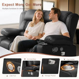 MOSGAT RV Loveseat Recliner Sofa, Reclining Loveseat Home Theater Seating with USB Ports, Cup Holders, Insert Pockets, Wall Hugger RV Recliners for Movie Room, Recline Movie Seats Gaming Sofa, Black