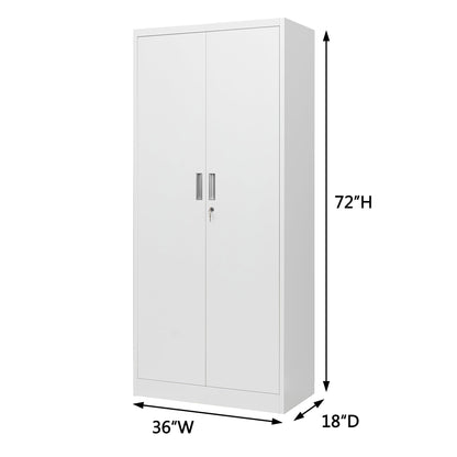 CMY Metal Storage Cabinet with Locking Doors and Adjustable Shelves, 72”H Steel Storage Cabinets for Garage, Home Office, Pantry (White) - WoodArtSupply