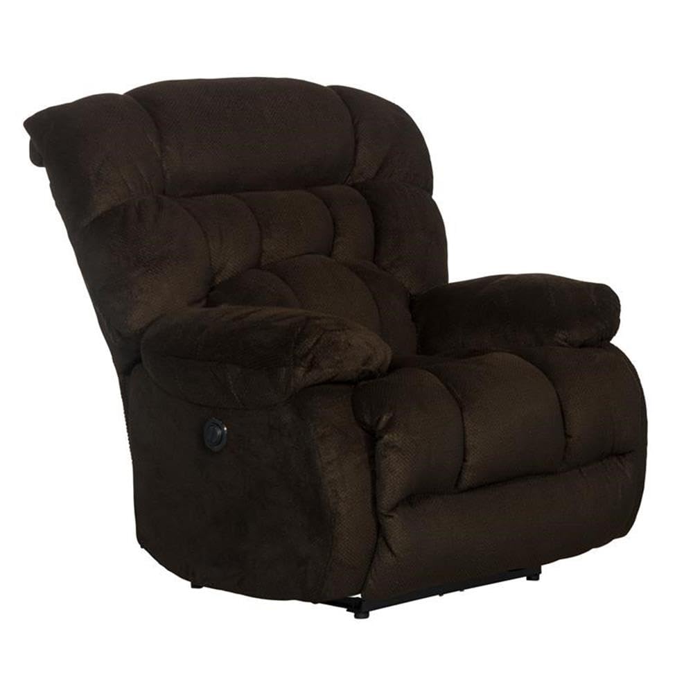 Catnapper Johnson Power Lay Flat Recliner in Brown Polyester Fabric Catnapper