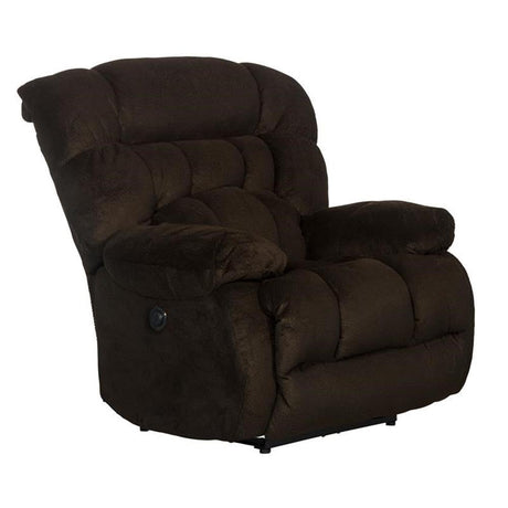 Catnapper Johnson Power Lay Flat Recliner in Brown Polyester Fabric Catnapper