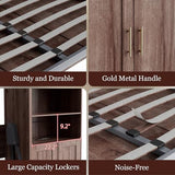 BEQAI Queen Murphy Bed with Storage Cabinets & 6 Adjustable Shelves, Foldable Space-Saving Queen Wood Wall Bedframe with USB Charging Port, Hidden Bedframe for Guest Room, Study, Home, Bedroom, Walnut BEQAI