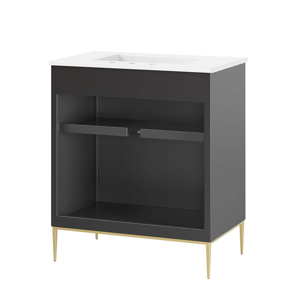 Modway Awaken Bathroom Vanity Cabinet, 30", White Black Modway