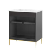 Modway Awaken Bathroom Vanity Cabinet, 30", White Black Modway