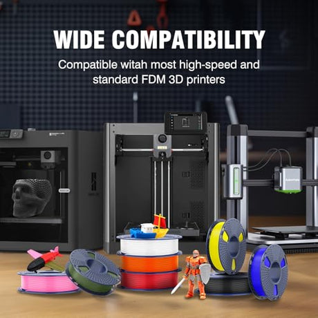 JAYO Rapid PLA 3D Printer Filament Bundle 2KG, High Speed PLA Filament 1.75mm 50mm/s - 600mm/s Print Range, 8 Pack 250g Spool Filament (Black, White, Blue, Red, Pink, Orange, Yellow, Olive Green) JAYO