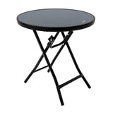 Garsing Outdoor Patio Round Side Table, Folding Bistro Table with Tempered Glass Tabletop, Compact Small Foldable Coffee Desk for Outside Use, Black Garsing Outdoor Leisure