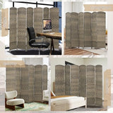 HOMCOM 6 Panel Room Divider, 6' Tall Folding Privacy Screen, Woven Freestanding Wall Partition for Home Office, Bedroom, Dark Rustic Oak HOMCOM