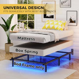 Awesofurni Twin Bed Frame with Smart LED Lights, 7 Inch Basics Metal Bed Frame, Heavy Duty 9-Leg Base for Box Spring and Mattress, Noise-Free, Easy Assembly, Black Awesofurni