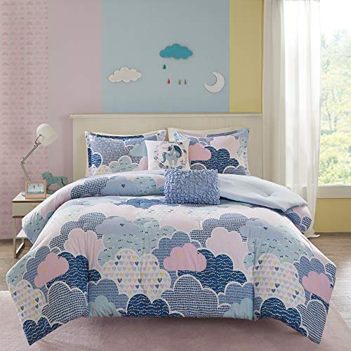 Intelligent Design Kids Comforter Vibrant Fun and Playful Unicorn Print Down Alternative All Season Children Bedding-Set, Girls Bedroom Décor, Twin/Twin XL, Cloud Blue with 2 dec pillows Intelligent Design