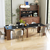Extendable Console Table with Extension Leaves, Black Dining Room Table, 20''-118'' Expandable Dining Table for Living Room, Space Saving Extendable Dining Room Table for 2-12 Person, Walnut Legs Henf