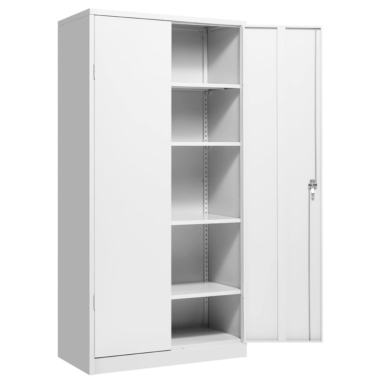 Pataku Garage Storage Cabinets, White Metal Cabinet with Locking Doors and Shelves, 72"x 36"x18" Steel Tool Cabinet for Home Office, Basement, Pantry, File, Large Capacity Pataku