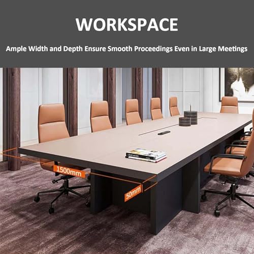 13FT Large Modern Conference Table, Extra-Thick Rectangular Table, Sleek Minimalist Boardroom Meetings Room Table for Office Home Furniture Negotiations (Wood, 157" L*59" W*29.5" H) - WoodArtSupply