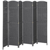 HOMCOM Room Divider, 6 Panel Folding Privacy Screen, 5.6' Tall Freestanding Wall Partition for Home Office, Bedroom, Charcoal Gray HOMCOM