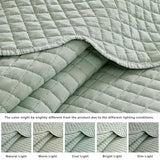 WDCOZY Sage Green King Size Quilt Bedding Set, Seafoam Scalloped Farmhouse Country Rustic Lightweight Soft Coverlet for All Season, Cute Cozy Kantha Pick Stitch Bedspread, 2 Pillow Shams WDCOZY