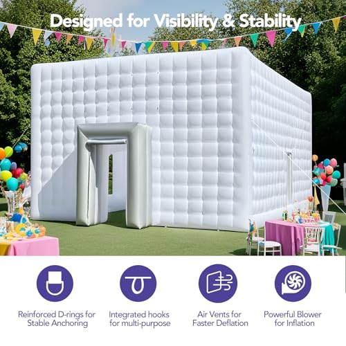 Wellcomer Giant 30x20x13' Inflatable Nightclub with Blower, Inflatable Outdoor Party Tent for Parties, Corporate Events, Festivals, and Special Gatherings - White Wellcomer