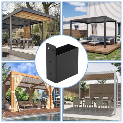Rasugarlary 2x4" Pergola Bracket, 8 Pcs Pergola Post Top Rafter Brackets Deck Railing Brackets Heavy Duty Black Powder Coated Pergola Kit for DIY Wood Pergolas Gazebo (with Screws) Rasugarlary