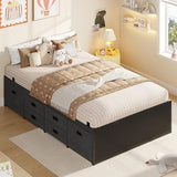 ADORNEVE Twin Bed Frames with 12 Storage Drawers, Metal Bed Frame Twin with Steel Slat Support, Footboard, Platform Bed for Kids,Teens, No Box Spring Needed, Easy Assembly, Noise-Free,Black ADORNEVE