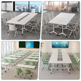 Modular Conference Table, Folding Conference Room Tables with Wheels, Modern Rectangle Training Table with Flip Top, Large Seminar Tables for Office Boardroom Meeting Room (2pack 61in) Generic