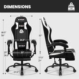 N-GEN GAMING Video Gaming Chair with Footrest Lumbar Support for Home Office High Back Recliner Height Adjustable Ergonomic Comfy Leather Computer Desk Chair (White) N-GEN GAMING