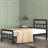 Richwanone 14 inch Twin XL Bed Frame with Headboard and Footboard, Heavy Duty Metal Platform with Steel Slat Support, No Box Spring Needed, Easy Assembly, Black Richwanone