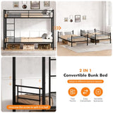 NestLude Metal Bunk Bed Twin Over Twin with Ladders & Guardrail, Industrial Beds Frame Heavy Duty 2 in 1, Space-Saving for Bedroom, Dormitory (Black) NestLude