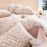 Bildenly Twin Size Duvet Cover Pink Floral on Side A, Pink & Small Flowers on Side B, Comforter Cover Soft & Lightweight Microfiber Quilt Cover with Zipper Closure and 1 Pillowcase Bildenly