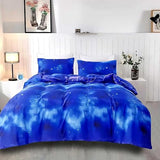 SDIII Blue Galaxy Duvet Cover Set Full with 2 Pillowcase, Not Including Comforter Inside, Space Bedding Duvet Cover Full with Zipper and Corner Ties SDIII