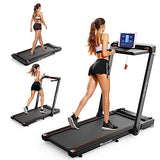 Hccsport Treadmill with Incline, 3 in 1 Under Desk Treadmill Walking Pad with Removable Desk Workstation 3.5HP Foldable Compact Walking Treadmills for Home Small Office with Wristband Remote Control Hccsport