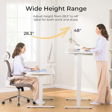 COMHOMA Electric Standing Desk with Drawers, 48 x 24'' Sit Stand up Desk with Monitor Stand, Laptop Stand, Height Adjustable Ergonomic Home Office Computer Desk with Memory Preset Controller COMHOMA