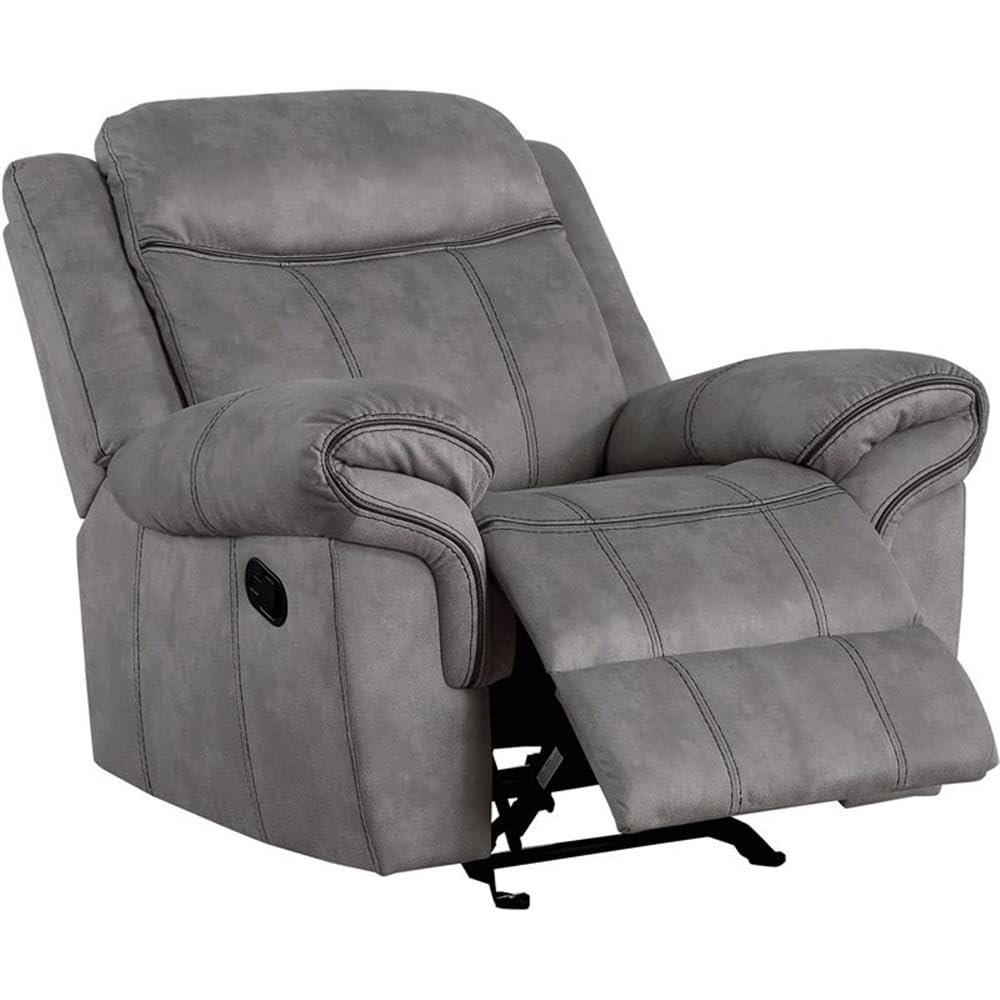 Acme Zubaida Velvet Horizontal Upholstered Glider Recliner in 2-Tone Gray Acme