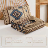 Dintszyayue Boho Quilt Set King Size,3 Pieces Aztec Texture Bedspread Brown Southwestern Coverlet Set Soft Lightweight Bed Cover for All Season Microfiber Bedding with 2 Pillowcases(Brown,104"x90") Dintszyayue