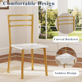 VECELO Small Round Dining Table Set for 2, Wood Tabletop with Strong Metal Frame, Modern Dinette with Chairs for Kitchen, Breakfast Nook Living Room, White & Gold VECELO