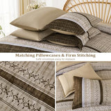 Dintszyayue Brown Comforter Set Queen Size, 8 Pieces Boho Striped Bed in a Bag Soft Microfiber Bedding Set for All Season Dintszyayue