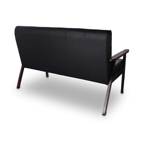 JIASTING Mid-Century Modern Solid Loveseat Sofa Upholstered Faux Leather Couch 2-Seat Wood Armchair Living Room/Outdoor Lounge Chair, Waiting Room Sofa, 50”W JIASTING