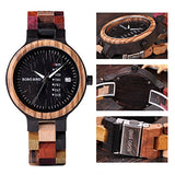 BOBO BIRD Women Wood Watches Colorful Wood WristWatches Week & Date Display Multifunction Handmade Quartz Watch Sport Chronograph Unique Wristwatch BOBO BIRD