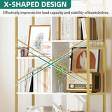 YITAHOME 5-Tier Gold Arched Bookshelf - Elegant White & Gold Storage Rack for Home, Office, and Living Space YITAHOME