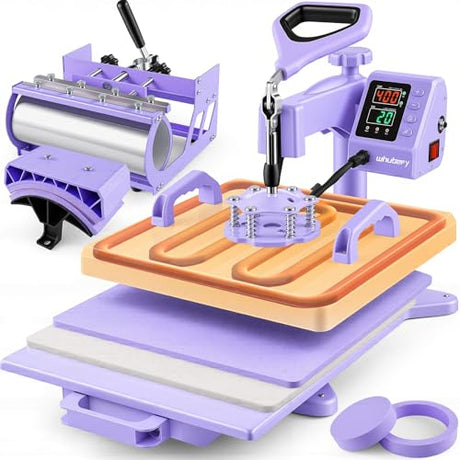 15x15 Heat Press Machine for T Shirts with 30oz Tumbler Press 5-in-1 Slide Out Easy Loading Heat Transfer with Dual-Tube Heating & 4-Zone PID Temp Controller for Quick & Even Heat on Hat Cap Mug Plate Whubefy