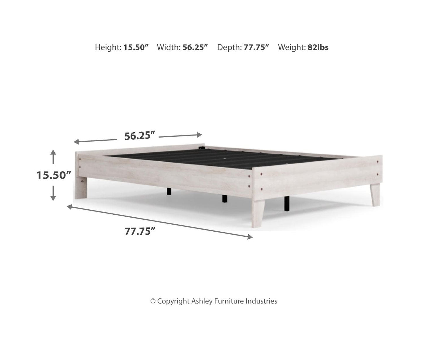 Shawburn Casual Farmhouse Full Platform Bed Frame in Whitewash by Signature Design by Ashley - WoodArtSupply