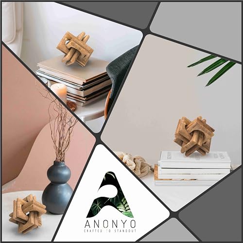 Wood Knot Decor Entry Table Boho Shelf Decor 6 Link Interlock Coffee Table Decor for Living Room and Modern Farmhouse Hand Crafted Natural Mango Wood Console Table Decor (Natural) ANONYO