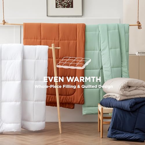 Bedsure Comforter Duvet Insert - Quilted Comforters Twin Size, All Season Duvet, GentleSoft Down Alternative Bedding, with 8 Tabs, Gifts for Women/Men, Linen, Twin 88 x 68 Inches Bedsure