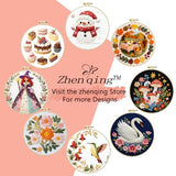 Zhenqing Labrador Embroidery Kit for Beginners, Pre-Printed 29x29cm Circular Cotton Fabric with 20cm Hoop, Cute Dog with Sunflowers Design for Home Decor (C0215)