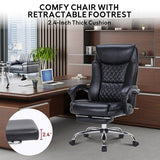 400lbs Reclining Executive Office Chair with Foot Rest, Big and Tall Ergonomic Office Chair, Home Office Desk Chairs for Heavy People (Black) TUORUI