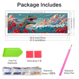 VAIIEYO 5D DIY Large Diamond Art Kits for Adults Dinosaur, Diamond Art Animal, Large Diamond Painting Kits Full Drill Round Rhinestone Craft Canvas for Home Wall Decor Gift 12x31 inch VAIIEYO