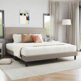 Novilla King Bed Frame and Headboard, King Bed Frame, Linen Upholstered Stripe Bed Frames, No Box Spring Needed, Heavy Duty Feet, Easy Assembly, Beige Novilla