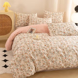ECOCOTT Reversible Floral Duvet Cover Queen Size – 3 Piece 100% Washed Cotton Bedding Set, Soft Breathable Comforter Cover with Zipper Closure & Corner Ties ECOCOTT