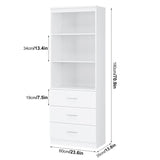 FOTOSOK 71-Inch Tall White Storage Cabinet with 3 Drawers and 3 Open Shelves FOTOSOK