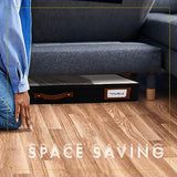 HOMELUX THEORY 2pc Low Profile Under Bed Storage Containers, Thin Under Couch Storage Organizer with Bins & Lids, Underbed Storage Box Ideal for Seasonal Clothes, Blankets, Fabric & Shoes (Black) HOMELUX THEORY