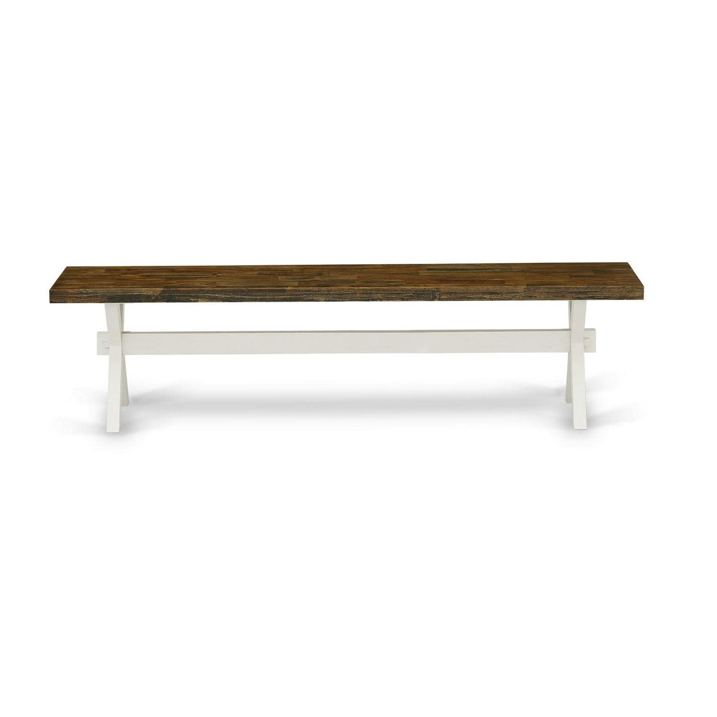 East West Furniture X-Style Mid Century Modern Dining Bench with Solid Wood Seat, 60x15x18 Inch, XB076 - WoodArtSupply