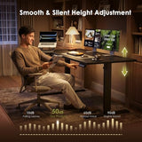 OffiGo Electric L Shaped Standing Desk, 63 Inches Height Adjustable Table, Reversiable Corner Stand Up Desk, Lifting Computer Table for Home Office, Computer Workstation, Carbon Fiber Black OffiGo