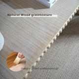 FGXJY 59" Natural Wood Console Table with Curved Waterfall-Style, Rustic Wooden Entryway Table with Wood Beads, Farmhouse Sofa Table Behind Couch for Living Room, Hallway, Entrance FGXJY